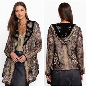 NWT BIYA by Johnny Was Embroidered Metallic Short Hoodie in Agatha